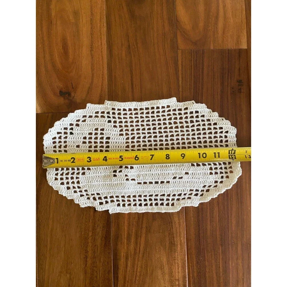 VTG Handmade Crochet Swan Filet Doily White MINT